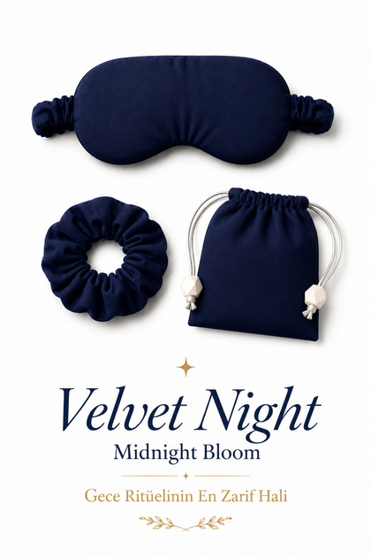 Velvet Night Midnight Bloom Mini Night Set – Uyku Göz Bandı, Kese ve Toka 3lü set