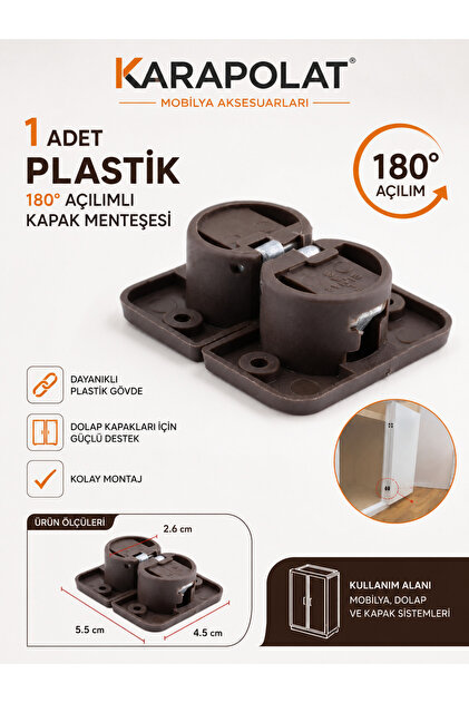 180 °   Plastic Hidden Cover Hinge Brown 1 Piece |   Cabinet Door Hinge