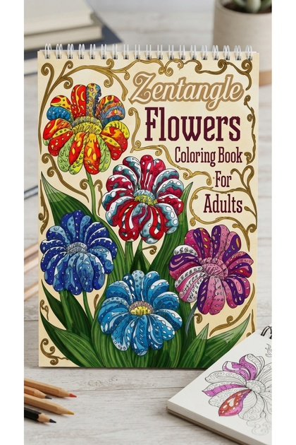 Zentangle Flowers Painting Book 40 Pages