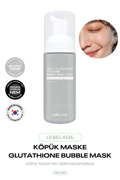 LEBELAGE Glutatyon İçeren Aydınlatıcı Köpük Maske Truly Glutathione 10 Second Bubble Mask