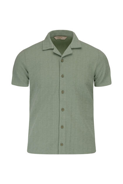 Green Regular Fit Apaş Collar Shirt