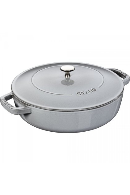 Cratita din fonta cu capac, Staub, 28 cm, 3.7 l, Gri
