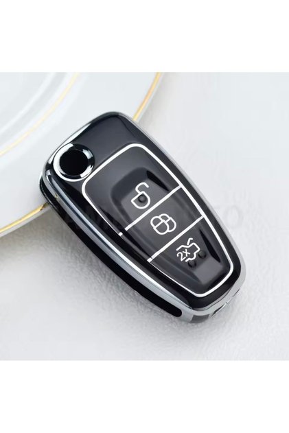 Ford Focus Fiesta Tourneo Courier Transit Mondeo Kuga C-Max Key Case Cover Black Silver