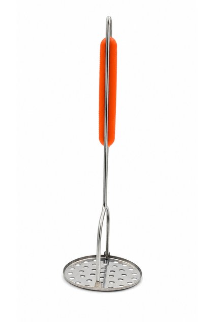 Pasator pentru legume din inox, cu mâner ergonomic, portocaliu
