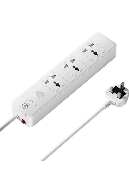 Extension Cord 3-Outlet 3 Meter, Power Strip with Surge Protection, Universal Plug, 13A 250V, 3 Pin UK Plug, Overload Protection for Home, Office & Electronics – White