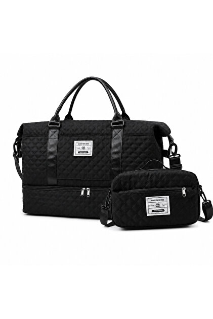 Set 2 in 1 Geanta de Calatorie + Geanta Mica Multifunctionala Negru -