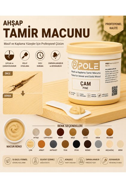 Ahşap Tamir Macunu Su Bazlı Çatlak Dolgu Macunu Mobilya MDF Kapı Parke Duvar Laminat Tamir Macunu
