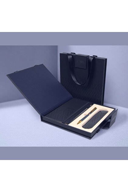Set cadou pix albastru + agenda mate A6 + etui Cresco Classic PREMIUM 851002, cutie albastra magnet