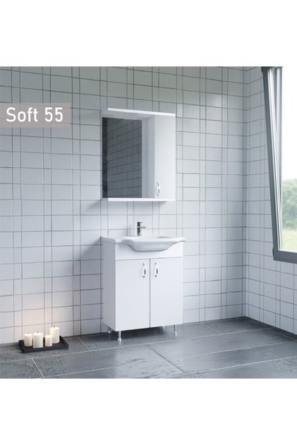 Soft 55 cm Beyaz Banyo Dolabı