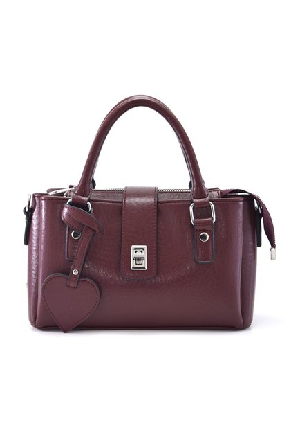 Women's Handbag with Lock Detail, Shoulder Strap, Daily Bag with Heart Charm