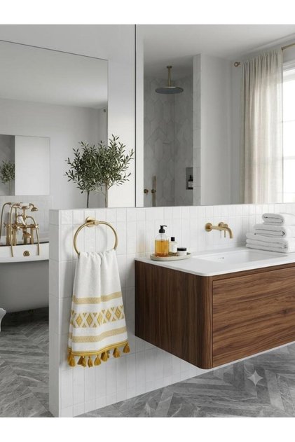 Kumsal Jacquard Bath Towel 90X140 cm Mustard