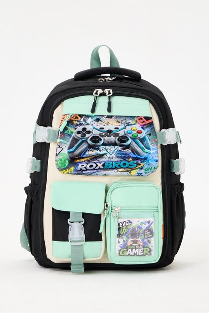 Gamer Patterned Boys' Primary School Backpack Waterproof with Orthopedic Organizer