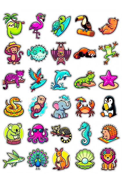 Cute Animals Sticker Set 150 Pieces - Mega Pack of 5 No20 - Laptop Notebook Agenda