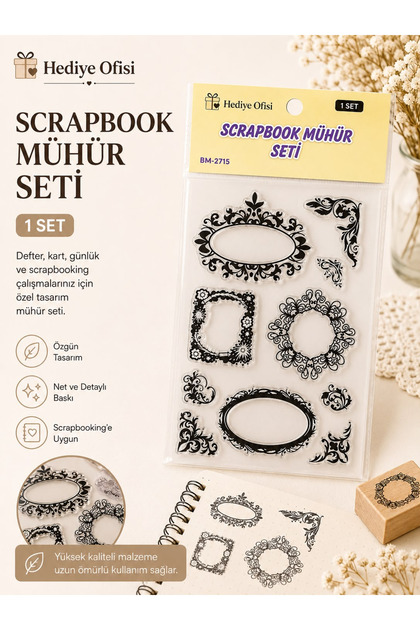 Şeffaf Silikon Scrapbook Mühür Seti 1 Adet Çerçeve