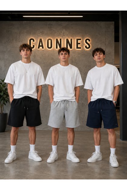 3-Pack Men's Shorts (Black-Grey-Navy Blue) Summer Shorts Comfortable and Anti-Sweat