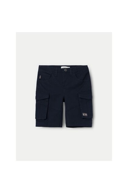 Pantaloni scurți din material pentru băieți 13198124 Bleumarin