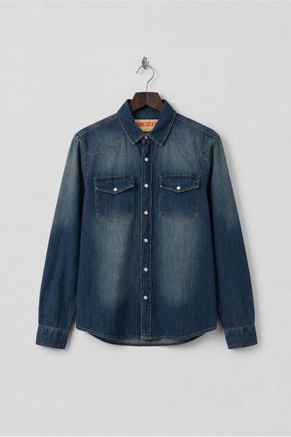 Efektli Regular Fit Slim Dark Blue Denim Shirt