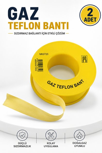 Gaz Teflon Bant PTFE Sızdırmazlık Bandı Doğalgaz ve Dişli Boru Bağlantıları İçin