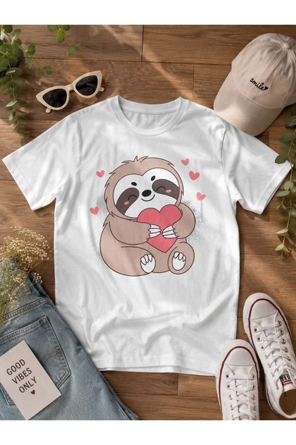 Women's Basic Sloth Digital Printed T-Shirt