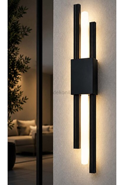 Dekolight Kablosuz Modern Pilli ve Elektrikli Kullanılabilen Siyah LED Duvar Aplik