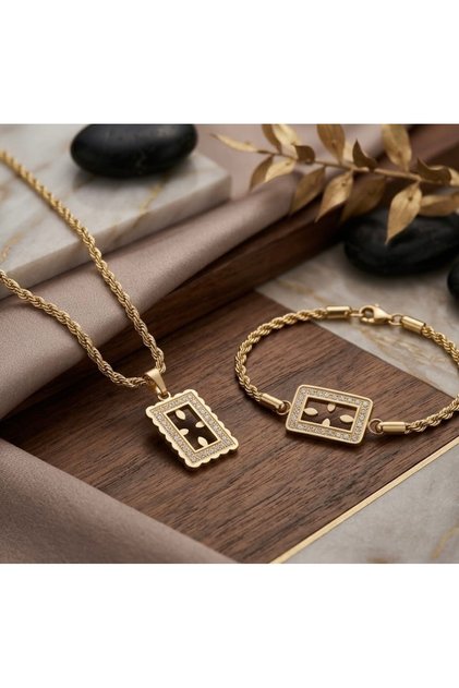 Gram Takılan Kolye&Bileklik Set, Gramlık Hediyelik Burgu Zincir Çelik Set