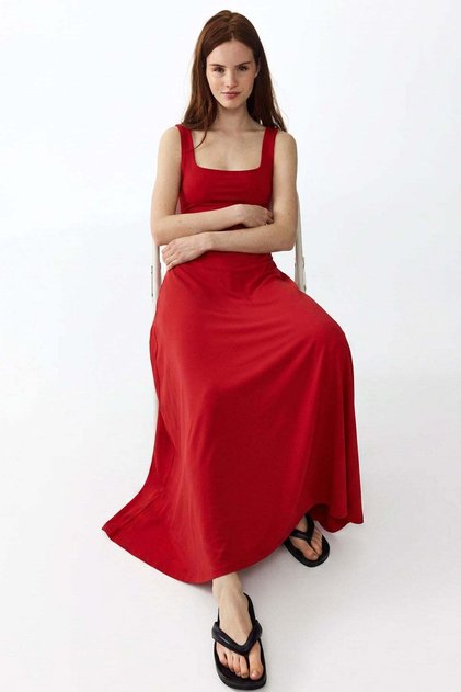 Square Neck Backless Maxi Dress