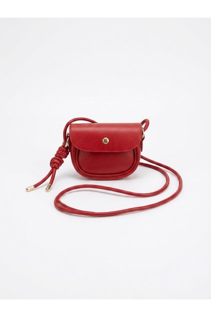 Bo Mini Size Adjustable Knot Detailed Hand and Shoulder Bag - Red