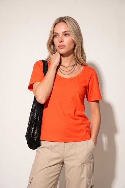 Women's Patterned T-Shirt Round Neck Short Sleeve
