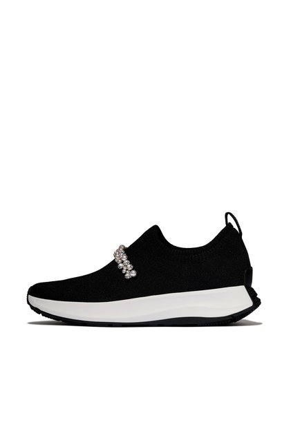 Women's F-Mode Flow Pearls-&-Crystal Knit Slip-On Sneakers