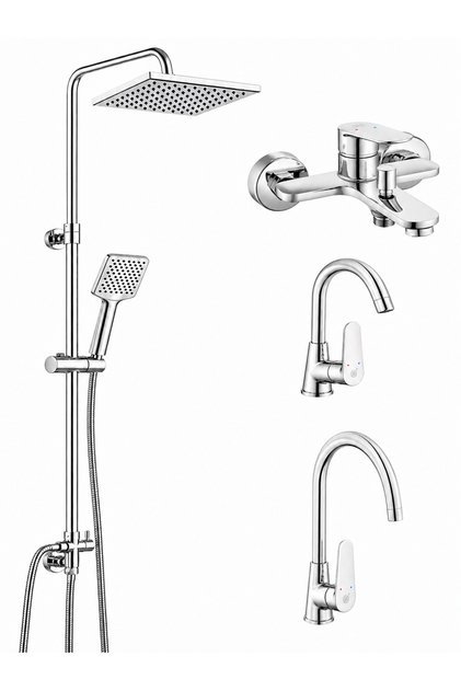 Eca Fast KuÄŸu Sink + Washbasin + Bathroom Faucet + Ar Dicle Shower Column 5 Years Warranty