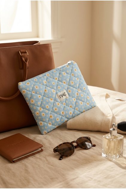Suede Daisy 13 Inch Laptop and Tablet Case | Suede Organizer Bag