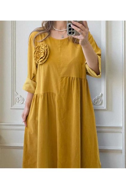 Rochie din raiat Riley - Galben