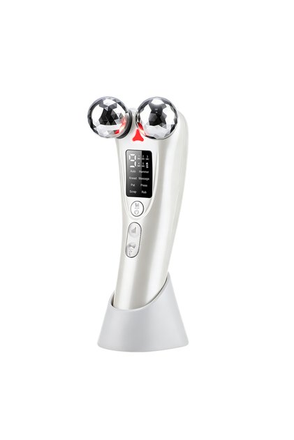 WHITE 8-Mode 9-Intensity EMS Face Massager with LED Light 360° Rolling Ball Facial Lifting Tool USB