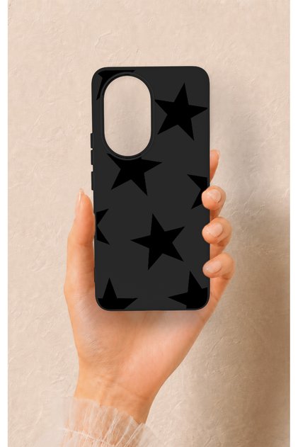 Honor 200 5g Compatible Black Star Patterned Silicone Case