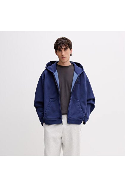 Premium Full Zip Hoodie Erkek Sweatshirt VN000T78FOB1 Lacivert-L