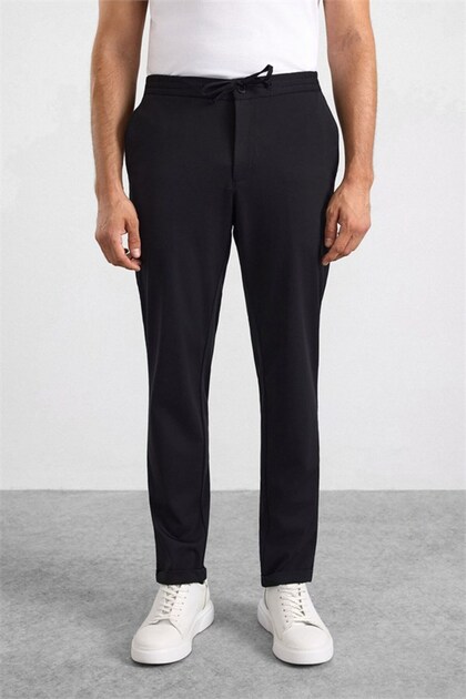 Siyah Slim Düz Jogger Pantolon