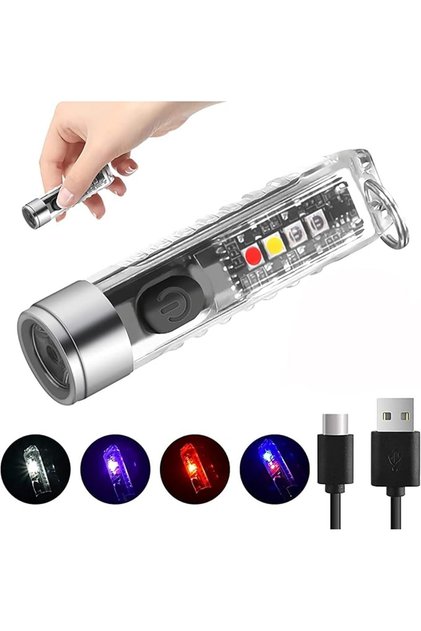 مصابيح LED صغيرة قابلة لإعادة الشحن عبر USB، مصباح يدوي صغير للمفاتيح مع 11 وضعًا للإضاءة الرئيسية والثانوية