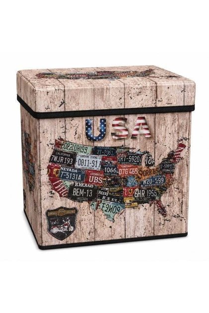 Foldable Storage Stool Box with Lid, Multipurpose Organizer Seat for Home, Kids Room & Living Room