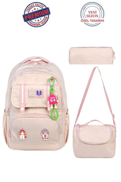 Premium Accessory-Enhanced Boys and Girls Primary School Backpack with Back Support, Thermal Lunch Box and Pen Holder