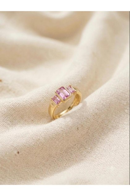 Ring with Baguette Stones Pink