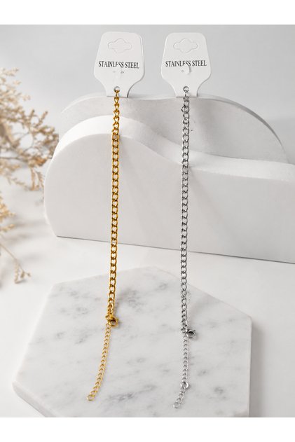 Set of 2 Chain Bracelets (23cm 5.5mm)