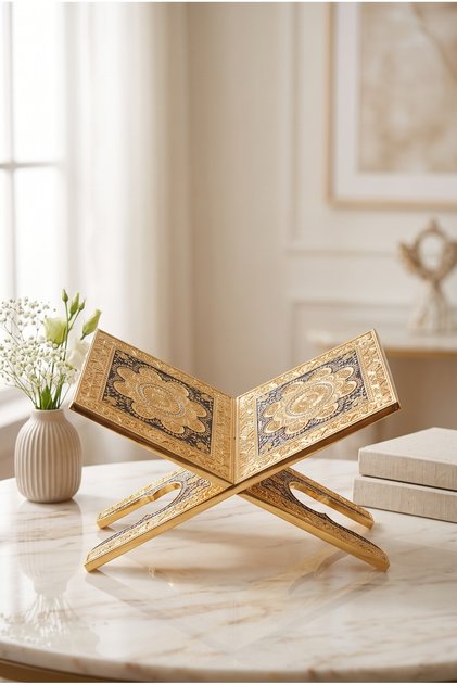 Gold-Looking Embroidered Decorative Quran Holder