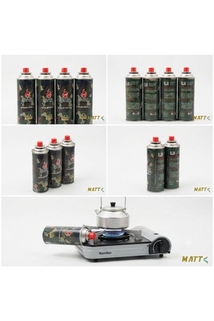 DAN Butane Gas Cartridges – Portable Camping Stove Gas Refill (Camo Design)