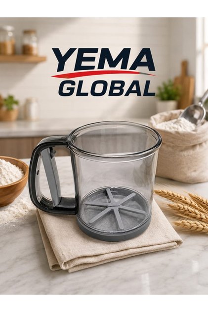 Un Eleği Otomatik Basmalı Saplı İnce Gözenekli Pratik Un Eleme Süzgeci Mutfak ve Pastacılık Eleği