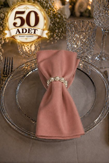 Fabric Napkins 50-Pack | Napkin Ring Gift Set, Complete with 100 Pieces