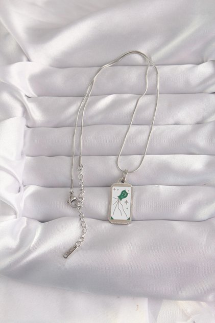 316L Steel Silver Color White Enamel Tarot Pendant