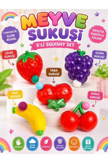 4’lü set Muz sukuşi çilek sukuş kiraz sukuşi yapışkan sukuşi taba sukuşi ince kasları geliştiren eğitici oluncak üzüm sukuşi oyuncak sukuşi squişhy