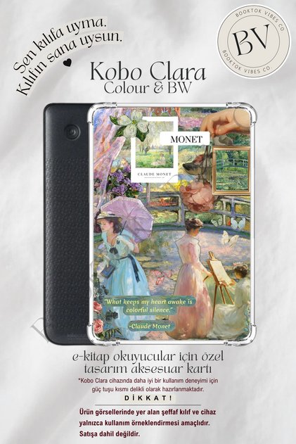 Monet Kolaj Artsy Temalı Insert - Kindle ve Kobo E-Kitap Okuyucuları için Aksesuar Kartı