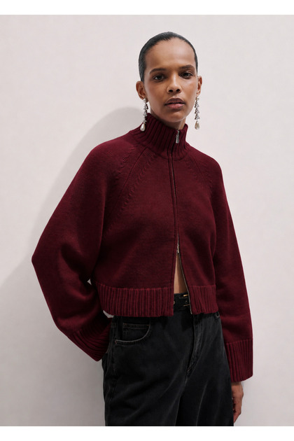 Women's Double Zipper Basic Knitwear Cardigan