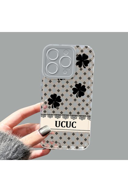 iPhone 14 Pro Compatible Camera Protected Anti-Shock Aesthetic Print Patterned Transparent Silicone Case